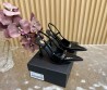 Женские кожаные туфли Saint Laurent черные лакированные с открытой пяткой каблук 11 см 2025