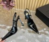 Женские кожаные туфли Saint Laurent черные лакированные с открытой пяткой каблук 11 см 2025