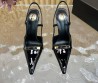 Женские кожаные туфли Saint Laurent черные лакированные с открытой пяткой каблук 11 см 2025
