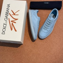 Мужские кожаные кеды Dolce & Gabbana голубые 2025
