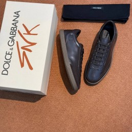 Мужские кожаные кеды Dolce & Gabbana коричневые 2025