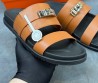 Мужские кожаные шлепанцы Hermes коричневые 2025