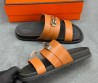 Мужские кожаные шлепанцы Hermes коричневые 2025