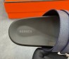 Мужские кожаные шлепанцы Hermes синие с пряжкой 2025