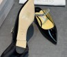 Женские кожаные босоножки Jimmy Choo черные лакированные с ремешком 2025