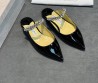 Женские кожаные босоножки Jimmy Choo черные лакированные с ремешком 2025
