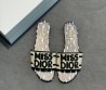 Женские текстильные шлепанцы Christian Dior серые с черным 2025