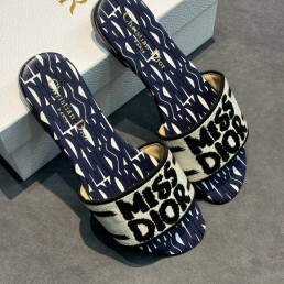 Женские текстильные шлепанцы Christian Dior серые с черным 2025