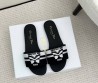 Женские текстильные шлепанцы Christian Dior Papillon черные с белым 2025
