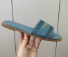 Женские кожаные шлепанцы Christian Dior голубые с перфорацией 2025