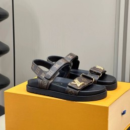 Женские кожаные сандалии Louis Vuitton Sunset коричневые 2025
