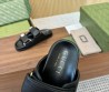 Женские кожаные шлепанцы Gucci черные со стразами 2025