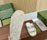 Женские кожаные шлепанцы Gucci белые со стразами 2025