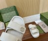Женские кожаные шлепанцы Gucci белые со стразами 2025