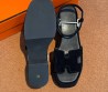 Женские велюровые босоножки Hermes черные на платформе 2025