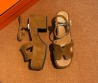 Женские велюровые босоножки Hermes коричневые на платформе 2025