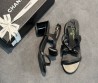 Женские кожаные босоножки Chanel черные с бантиком 2025