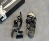 Женские кожаные босоножки Chanel черные с бантиком 2025