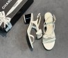 Женские кожаные босоножки Chanel белые с бантиком 2025
