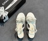 Женские кожаные босоножки Chanel белые с бантиком 2025