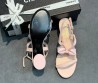 Женские кожаные босоножки Chanel розовые с бантиком 2025