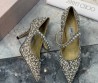 Женские текстильные туфли в стразах Jimmy Choo серные с ремешком 2025