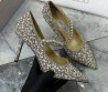 Женские текстильные туфли в стразах Jimmy Choo серные с ремешком 2025