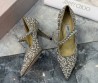 Женские текстильные туфли в стразах Jimmy Choo серные с ремешком 2025