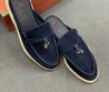 Женские замшевые лоферы без задника Loro Piana Summer Charms Walk темно-синие 2025