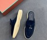 Женские замшевые лоферы без задника Loro Piana Summer Charms Walk темно-синие 2025