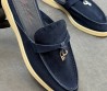 Женские замшевые лоферы без задника Loro Piana Summer Charms Walk темно-синие 2025