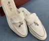 Женские замшевые лоферы без задника Loro Piana Summer Charms Walk бежевые 2025