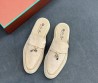 Женские замшевые лоферы без задника Loro Piana Summer Charms Walk бежевые 2025