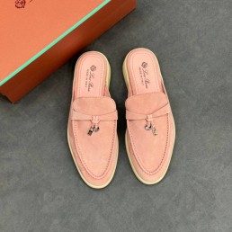 Женские замшевые лоферы без задника Loro Piana Summer Charms Walk нежно-розовые 2025