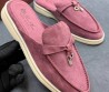 Женские замшевые лоферы без задника Loro Piana Summer Charms Walk пыльно-розовые 2025