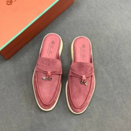Женские замшевые лоферы без задника Loro Piana Summer Charms Walk пыльно-розовые 2025