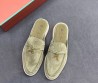 Женские замшевые лоферы без задника Loro Piana Summer Charms Walk зеленые 2025