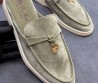 Женские замшевые лоферы без задника Loro Piana Summer Charms Walk зеленые 2025