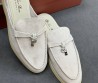 Женские замшевые лоферы без задника Loro Piana Summer Charms Walk белые 2025