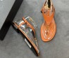 Женские кожаные сандалии Saint Laurent оранжевые 2025