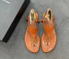 Женские кожаные сандалии Saint Laurent оранжевые 2025