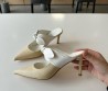 Женские кожаные мюли Jimmy Choo бежевые с белым каблук 8,5 см 2025