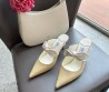 Женские кожаные мюли Jimmy Choo бежевые с белым каблук 8,5 см 2025