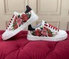 Женские кожаные кроссовки Dolce & Gabbana белые с красными цветами 2025