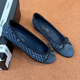 Женские текстильные балетки Chanel синие 2025