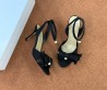 Женские текстильные босоножки Christian Dior черные с бантом 2025