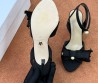 Женские текстильные босоножки Christian Dior черные с бантом 2025