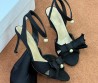 Женские текстильные босоножки Christian Dior черные с бантом 2025