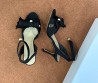 Женские текстильные босоножки Christian Dior черные с бантом 2025