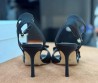 Женские текстильные босоножки Christian Dior черные с бантом 2025